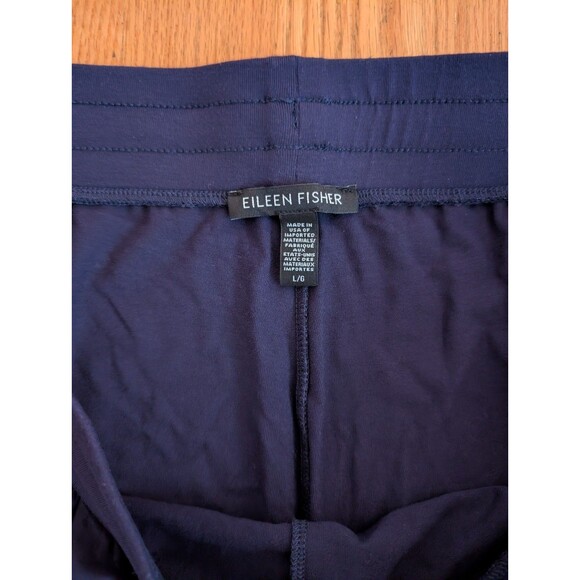 Eileen Fisher Navy Blue Fine Jersey Slouchy Pants Joggers Large Viscose Stretch - Picture 6 of 11